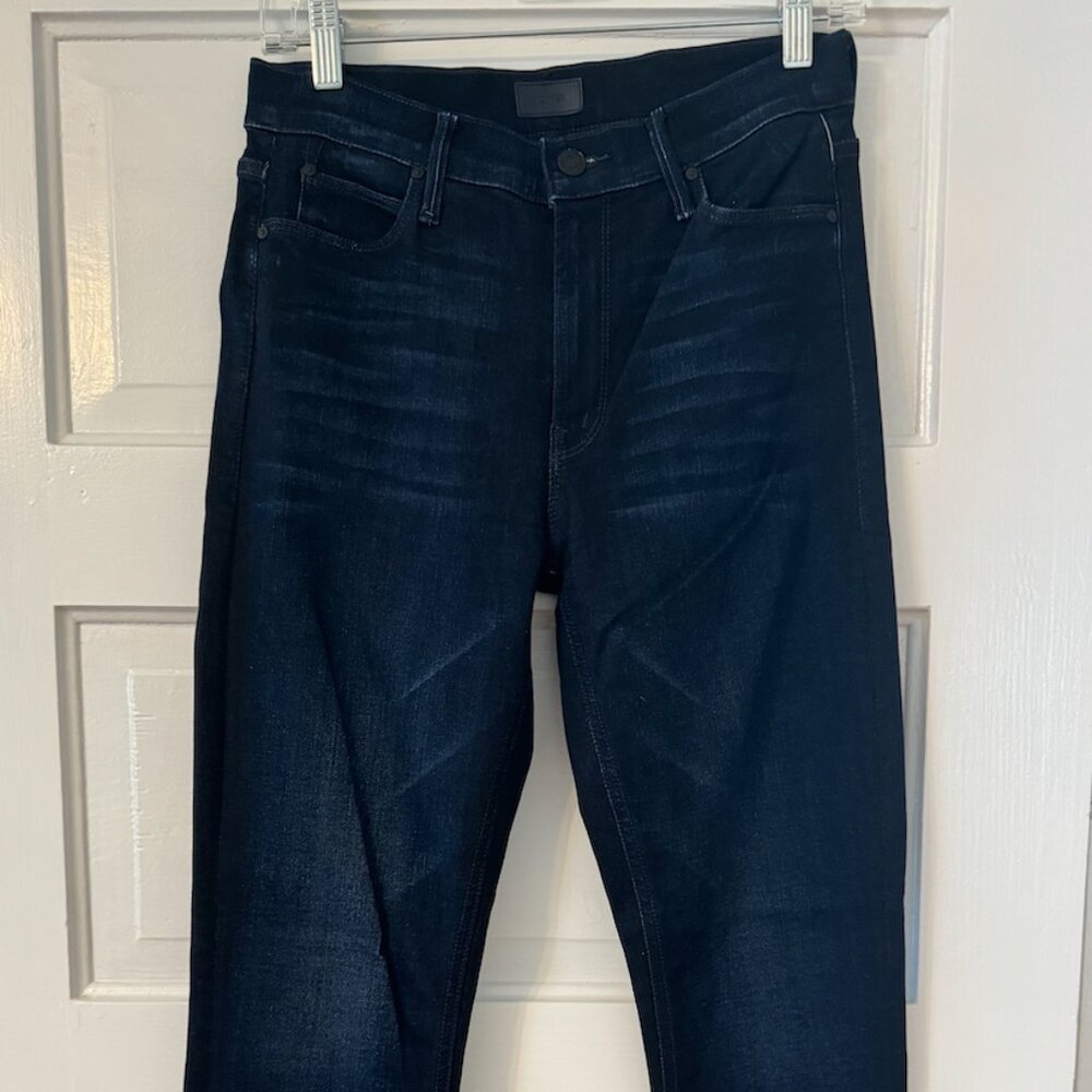 MOTHER The Dazzler Ankle Mid-Rise Straight-Leg Jeans, size 28, dark blue wash